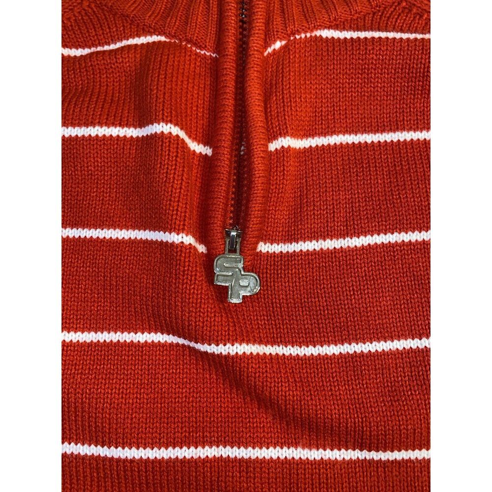 SOUTHPOLE Vtg Red Striped 1/4 Zip Rib Knit SWEATER Men's XL - Picture 4 of 9
